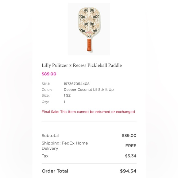 NIB Lilly x Recess Pickleball Paddle - Picture 3 of 3